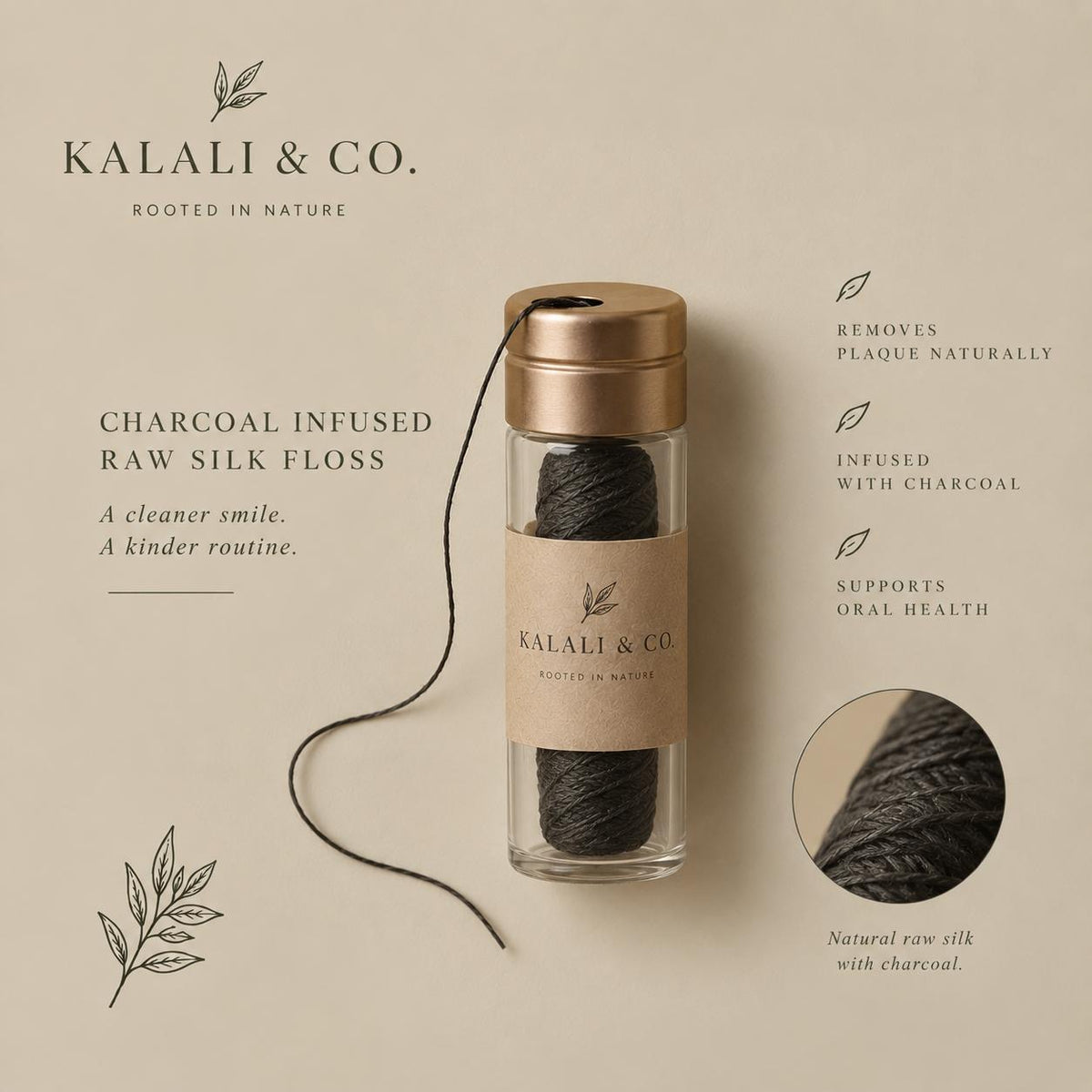 Charcoal-Infused Raw Silk Floss